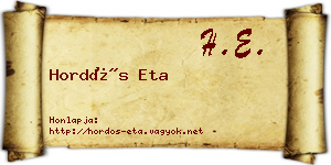 Hordós Eta névjegykártya